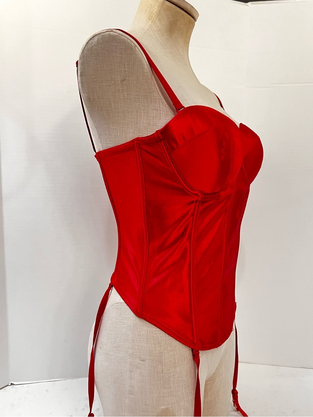 Red Satin Bustier Corset Top